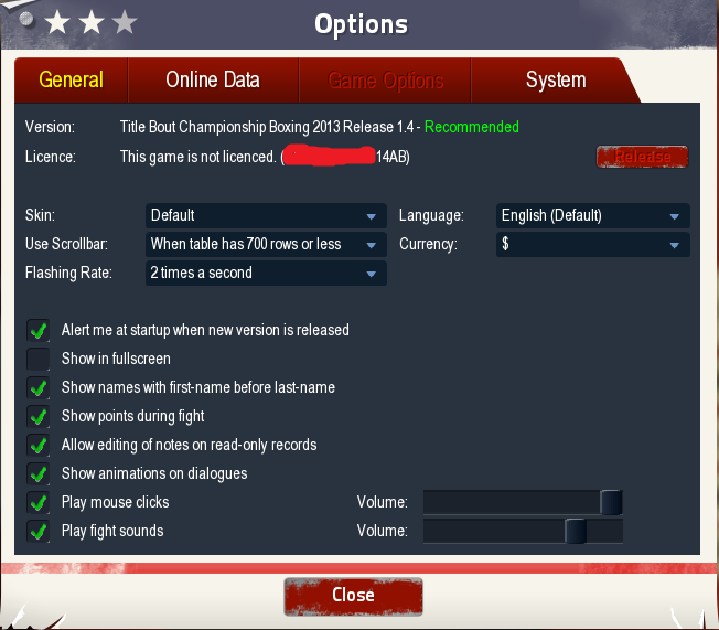 Game Options Screenshot